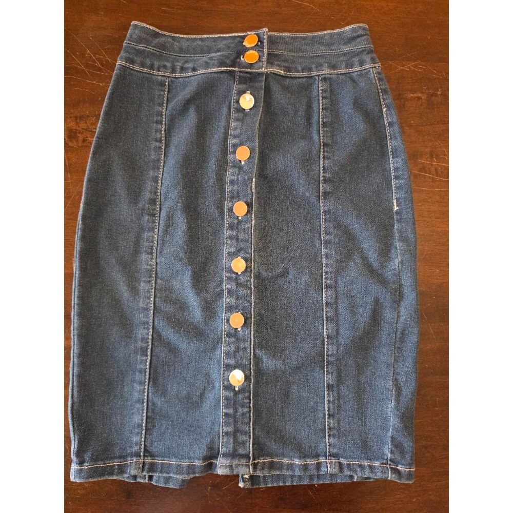 Bebe Indigo Denim Jean Midi Skirt 2 Y2k Vintage